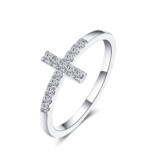 Cross Moissanite Purity Rings for Women