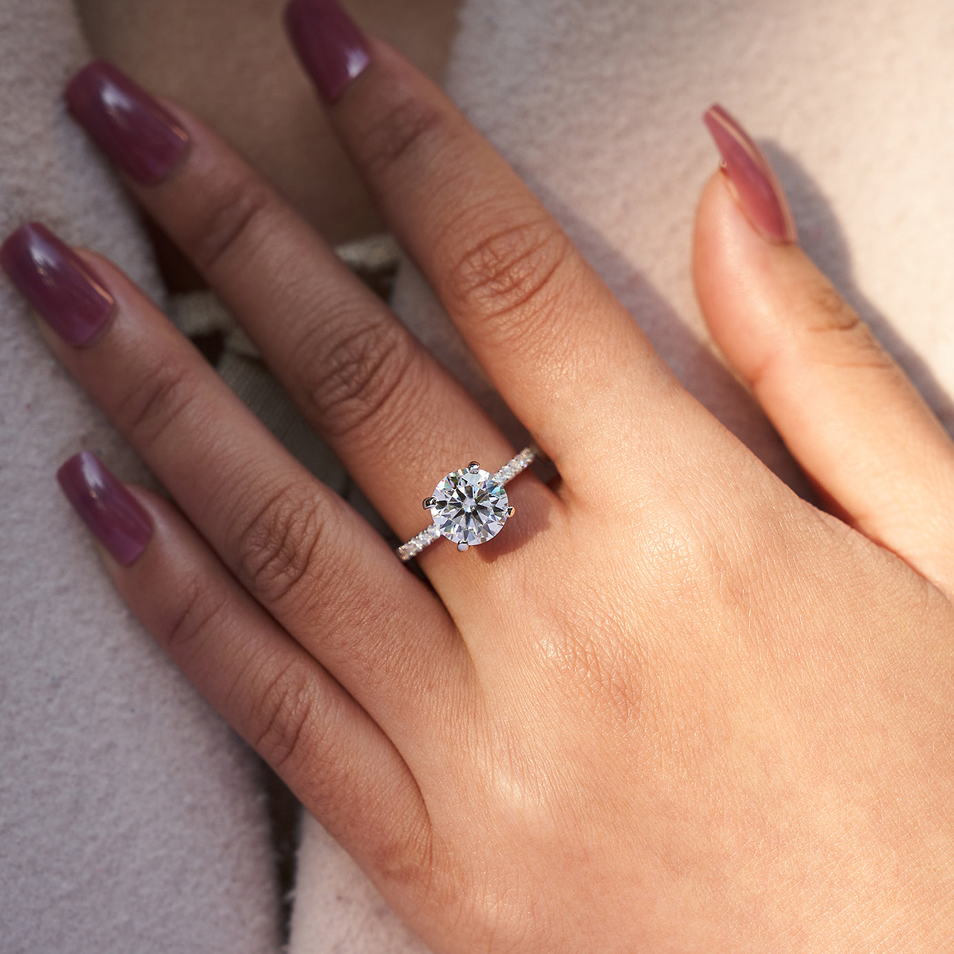 Moissanite Engagement Ring for Women with Pave Band 1CT-3CT