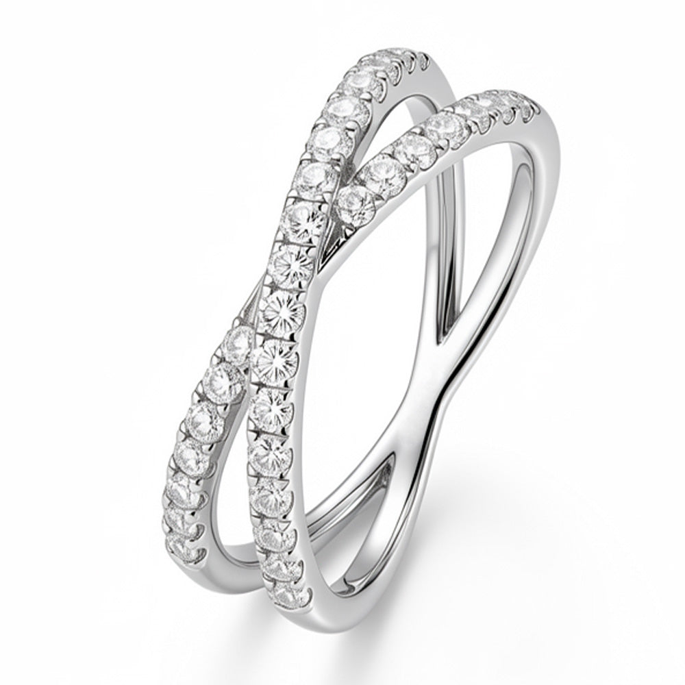 14K/18K Gold Lab Grown Diamond Criss Cross Eternity Wedding Band for Women 1.5mm