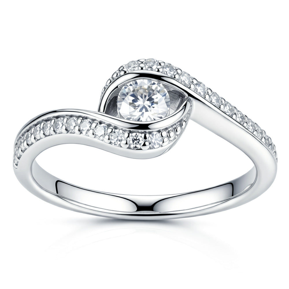 Lab Grown Diamond Bypass Bezel Wedding Ring Set for Women