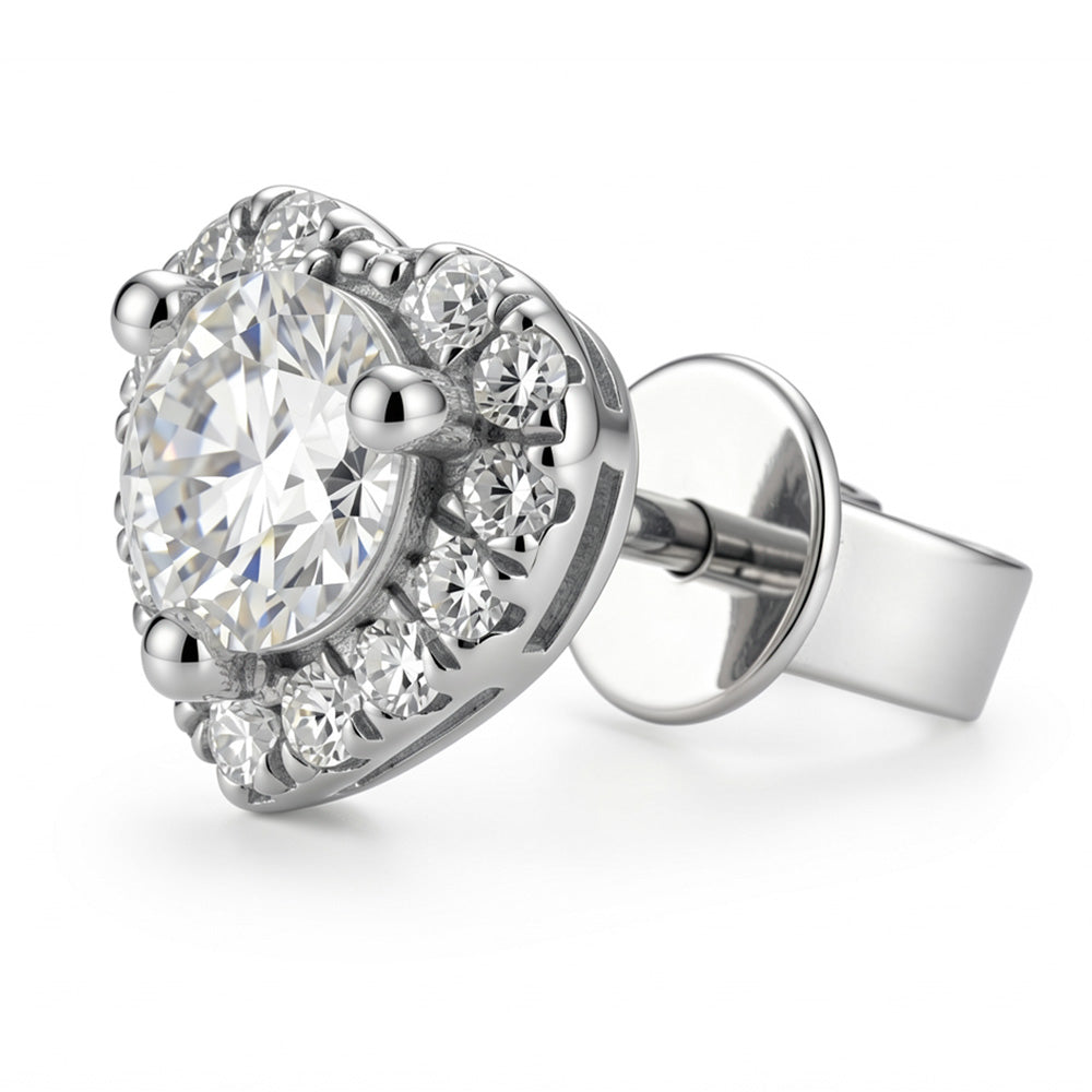 Lab-Grown Diamond Heart Shaped Halo Stud Earrings in 14K/18K Gold