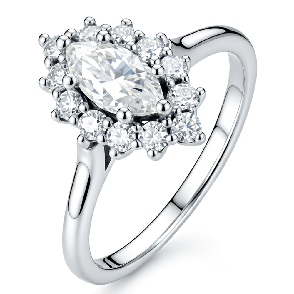 Lab Grown Diamond Marquise Cut Halo Engagement Ring for Women