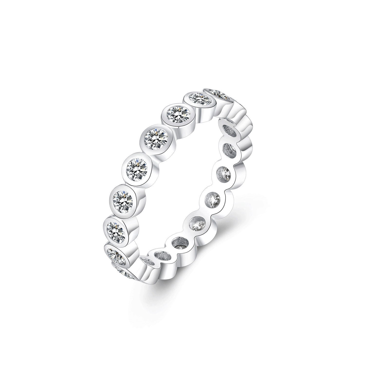 Bezel Set Stackable Eternity Moissanite Band