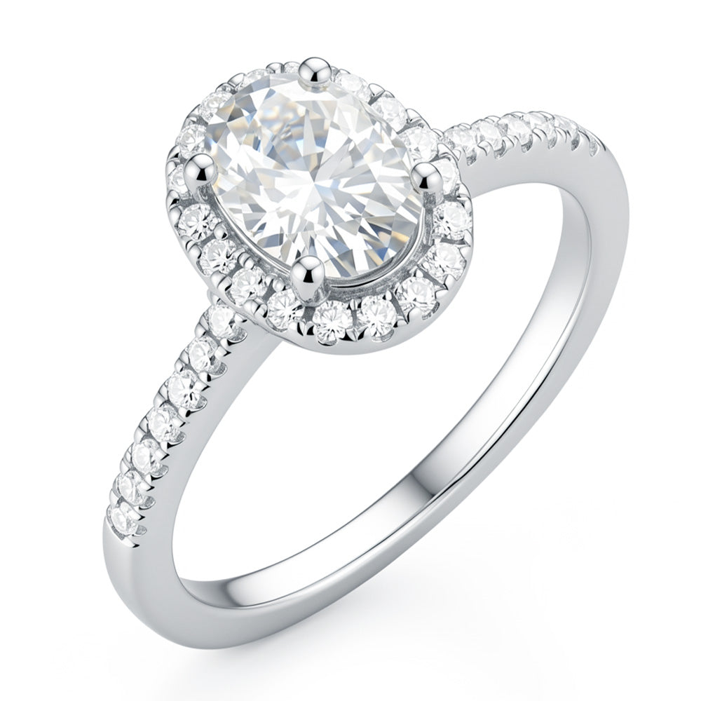 Oval Halo Lab Grown Diamond Engagement Ring for Women