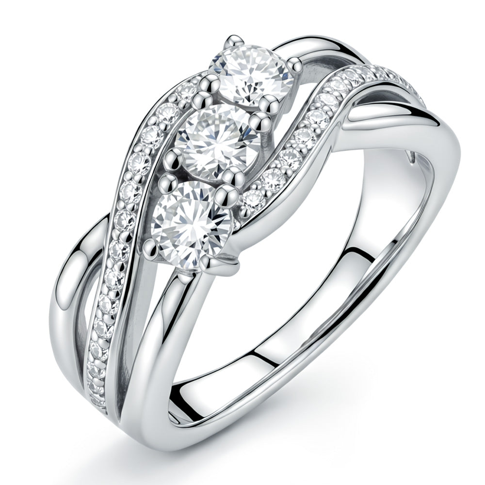 Lab Grown Diamond 3 Stones Twisted Engagement Rings for Women