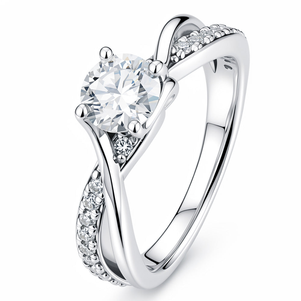 Lab Grown Diamond Circle Crossed Engagement Ring for Women