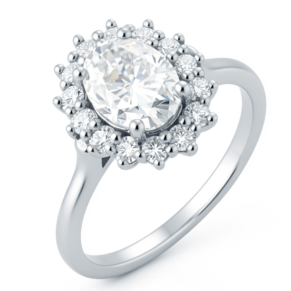 Lab Grown Diamond Oval Halo Solitaire Engagement Ring for Women