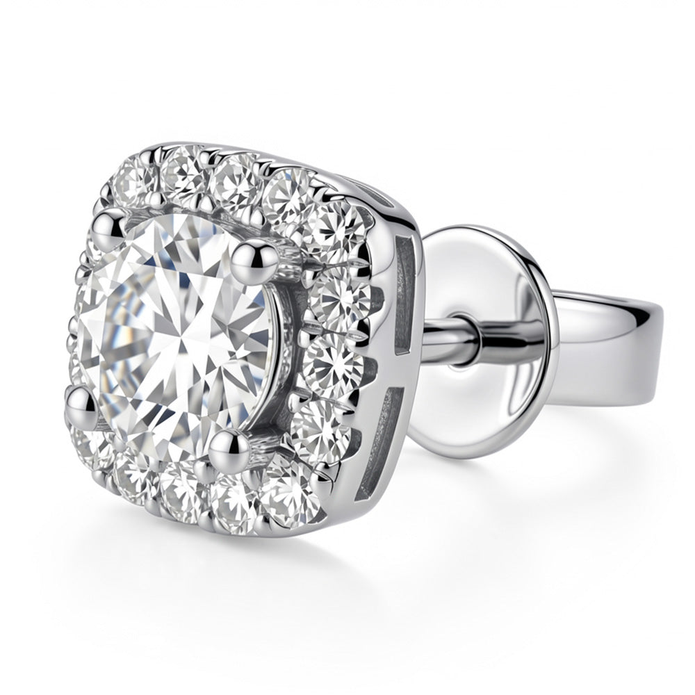 Lab-Grown Diamond Square Halo Stud Earrings in 14K/18K Gold