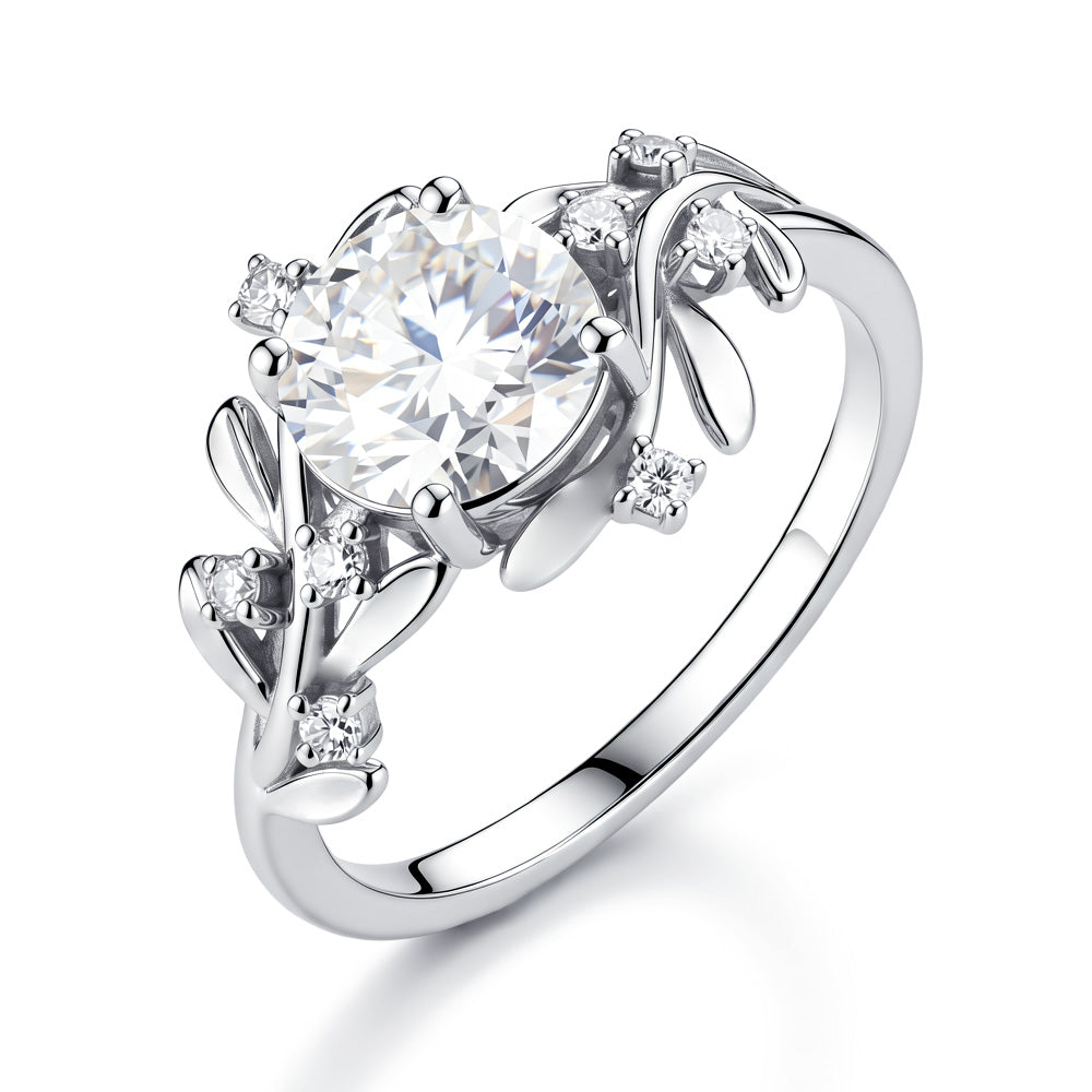 Lab-Grown Diamond Nature-Inspired Leaf Bypass Engagement Ring for Women