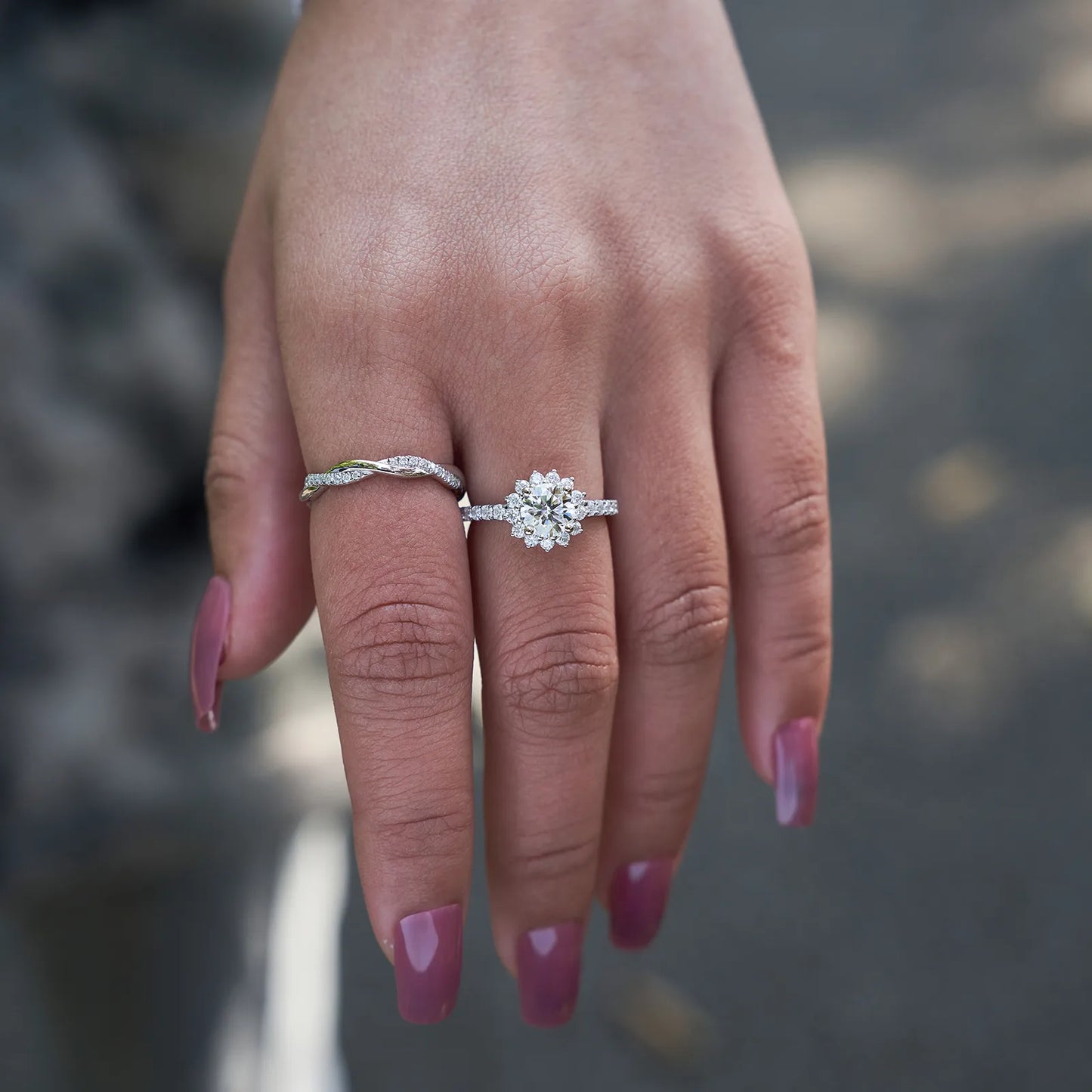 Lab Grown Diamond  Sunflower Halo Engagement Rings for Women 1.64CT