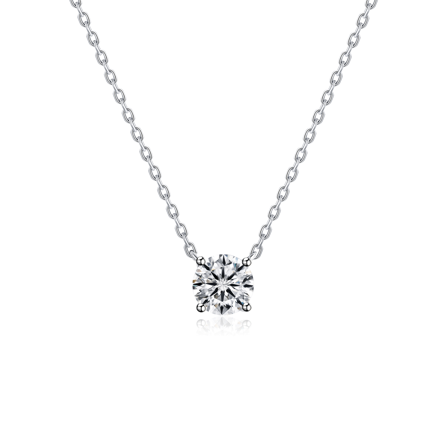 Solitaire Moissanite 4 Prong Round CutNecklaces for Women