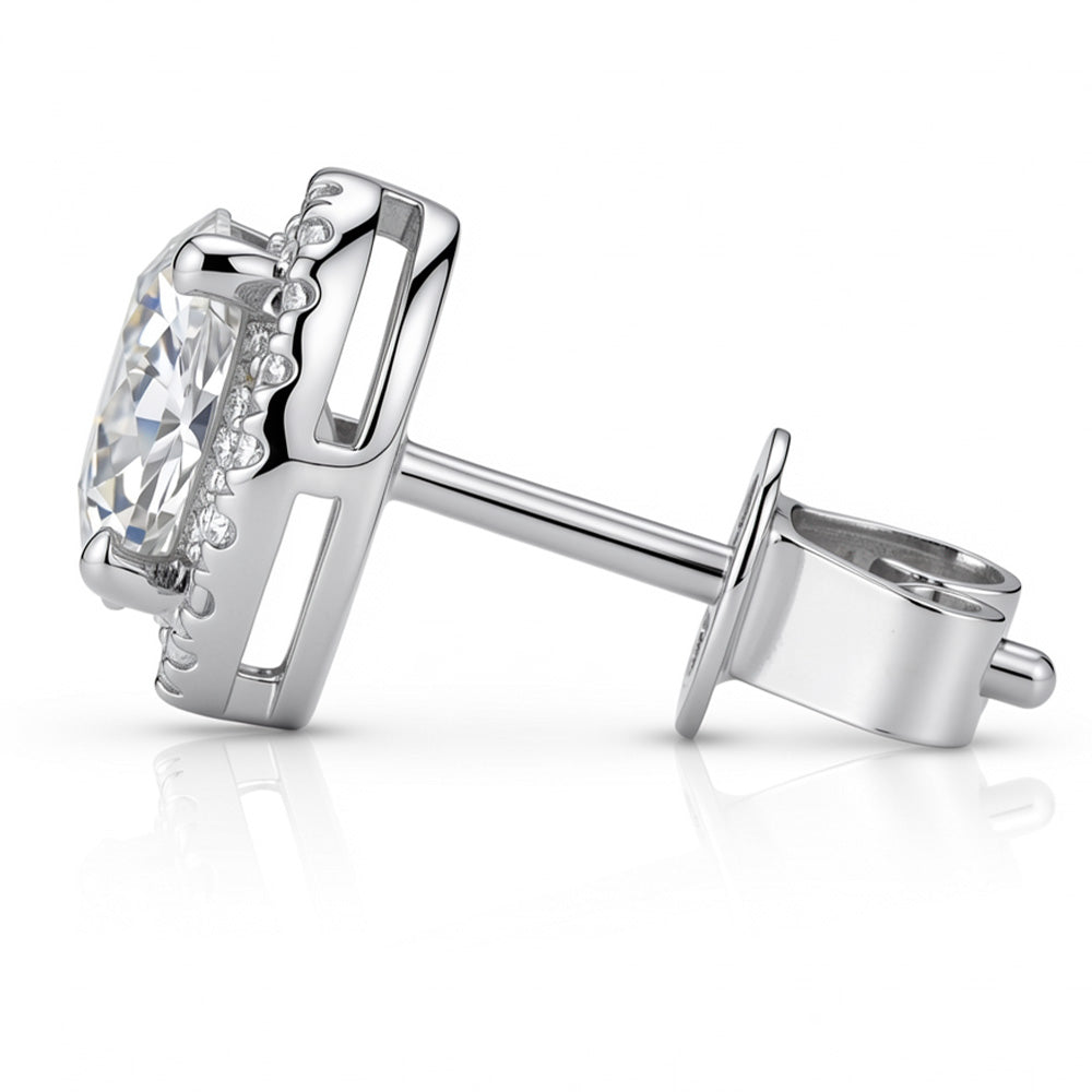 Lab-Grown Diamond Round Cut Halo Stud Earrings in 14K/18K Gold