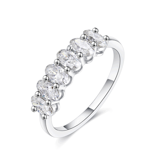 Oval Moisssanite Eternity Wedding Band Ring