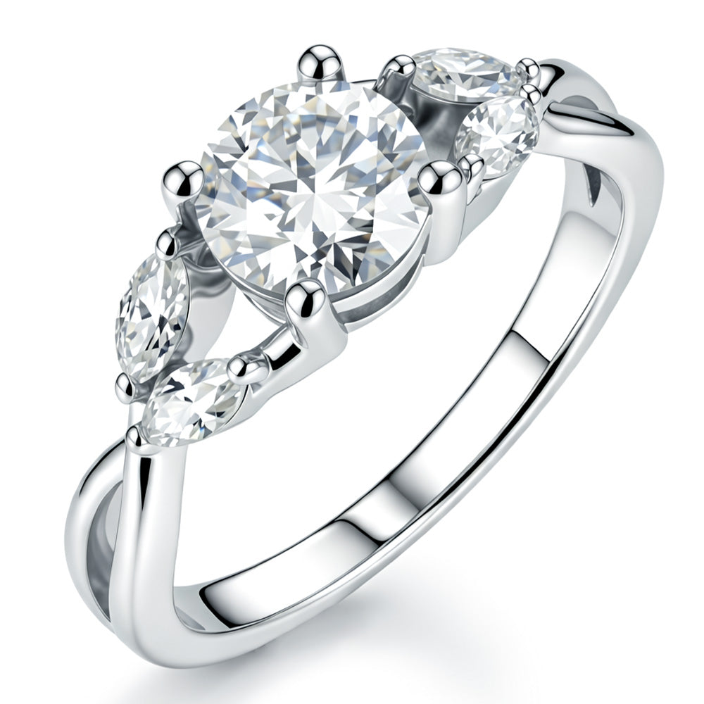 Lab Grown Diamond Round Cut Promise Rings For Women 5 Stones