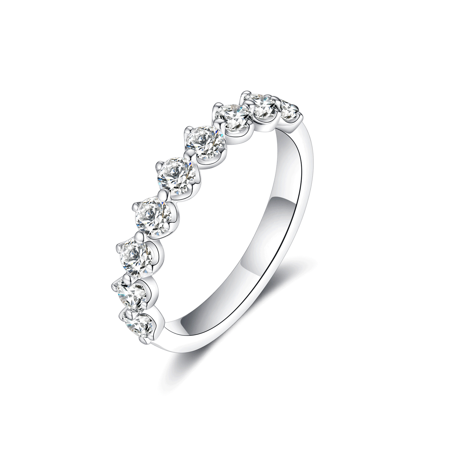 Moissanite 9 Round Stone Women's Eternity Stackable Rings