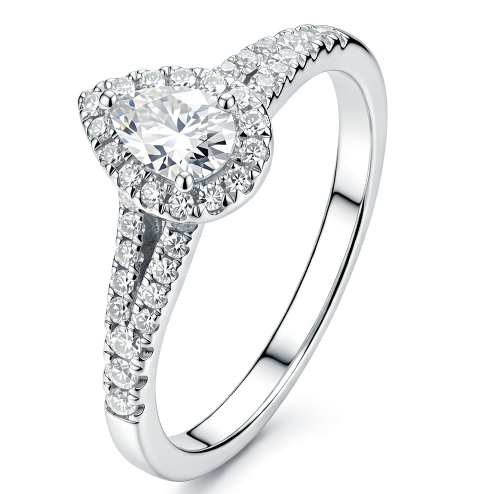 Lab Grown Diamond Pear Shape Split Shank Engagement Ring for Women