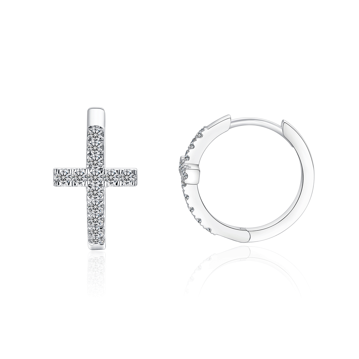 Moissanite Cross Hoop Earrings