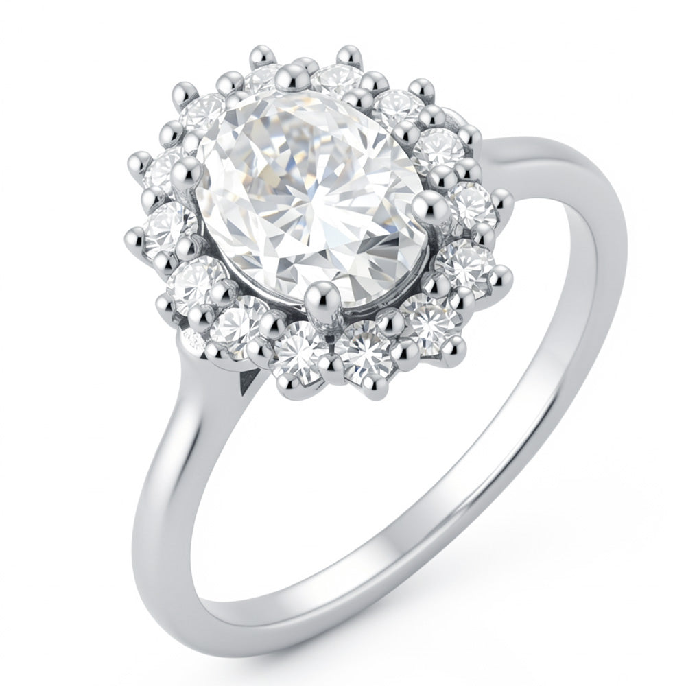 Lab Grown Diamond Oval Halo Solitaire Engagement Ring for Women