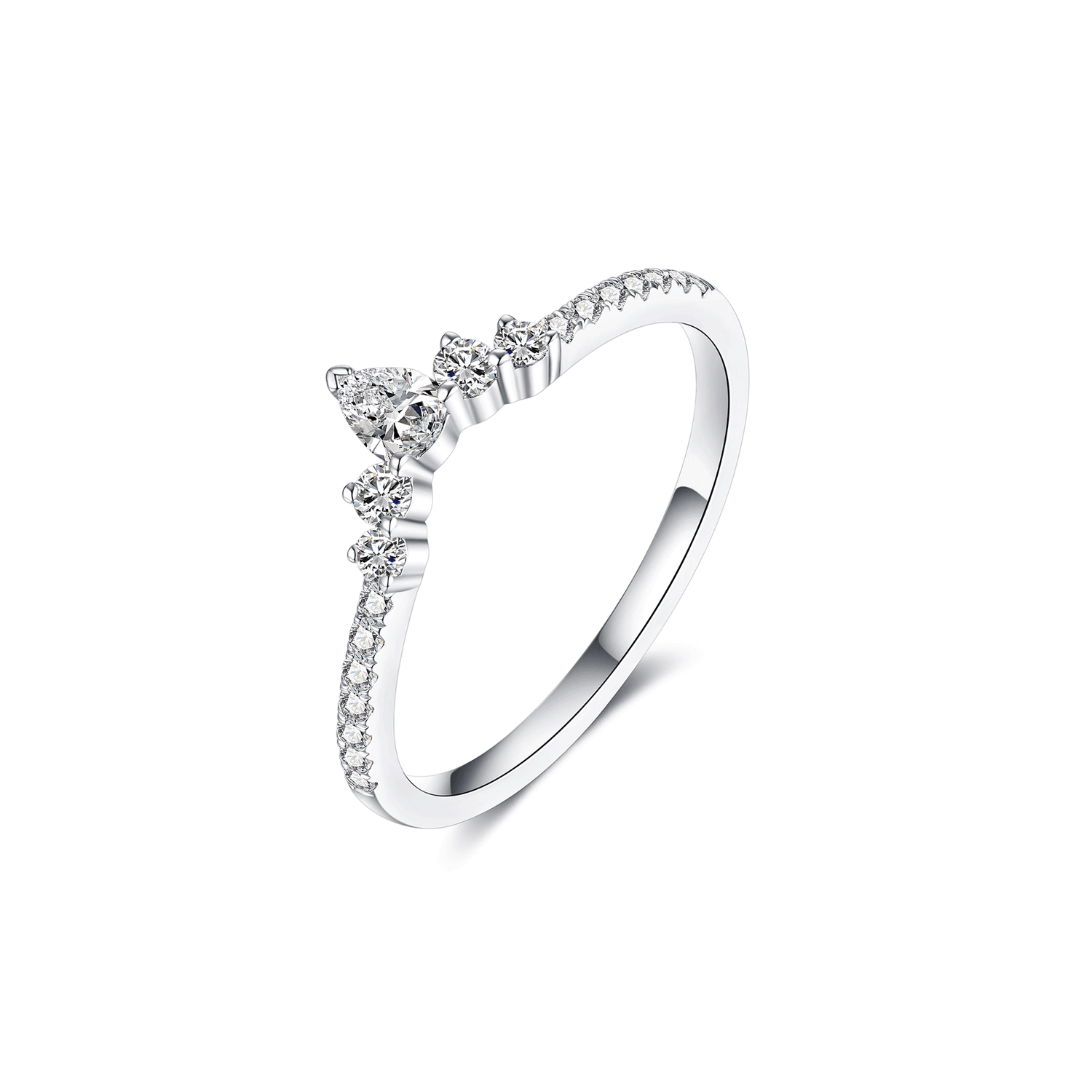 Teardrop Curved Moissanite Wedding Bands for Women