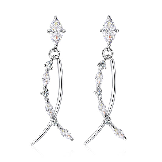 Moissanite Marquise Cut Dangle Earrings for Women