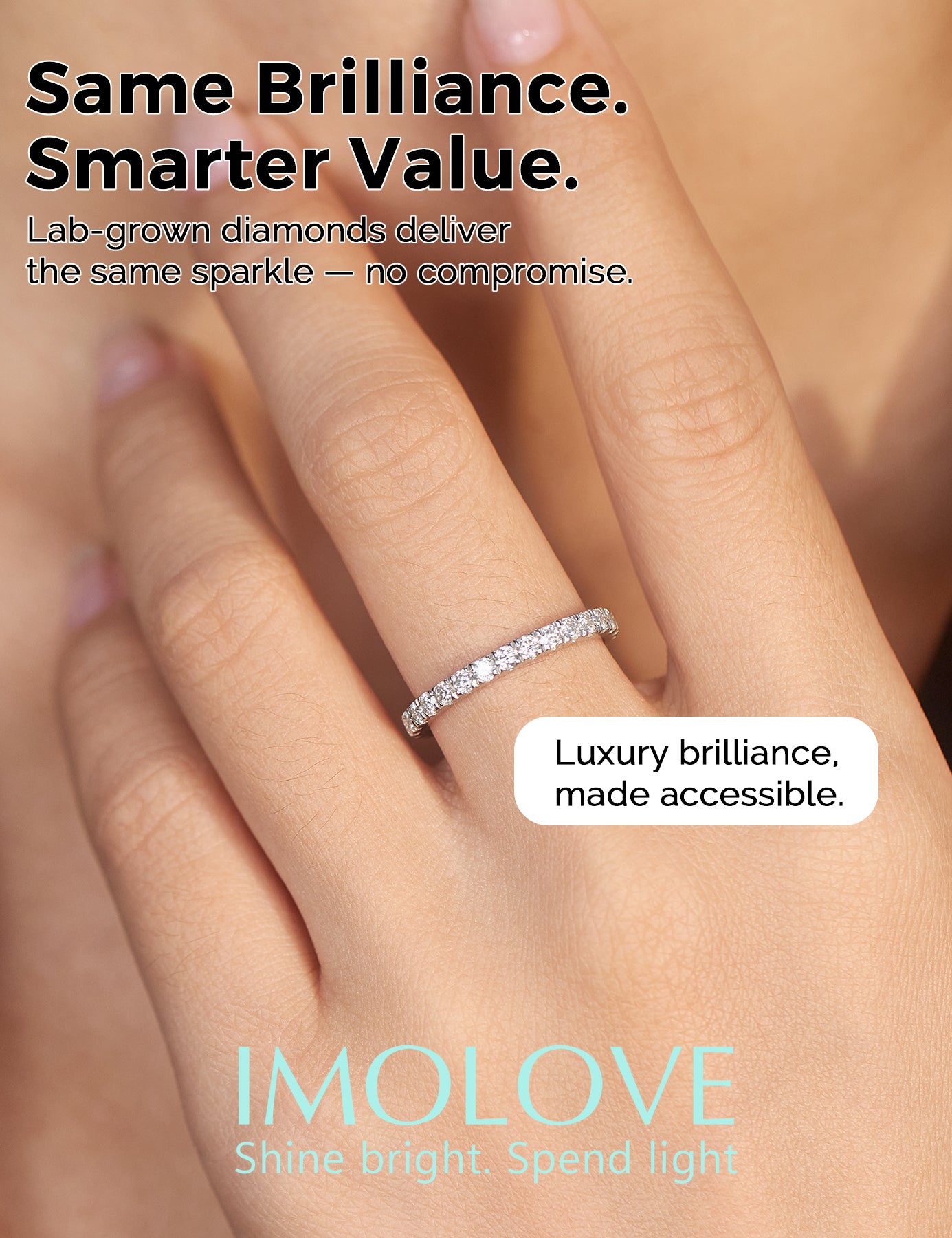 Lab Grown Diamond Full Wedding Bands Rings for Women in Sterling Silver