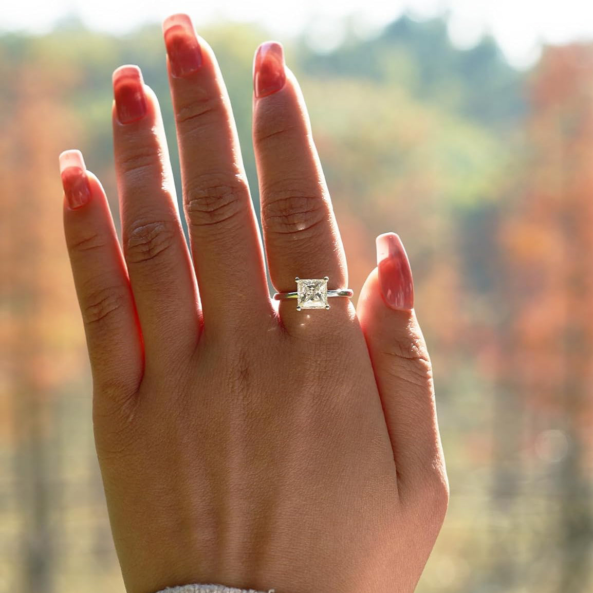 2CT Lab Grown Diamond Solitaire Princess Cut Engagement Ring for Women