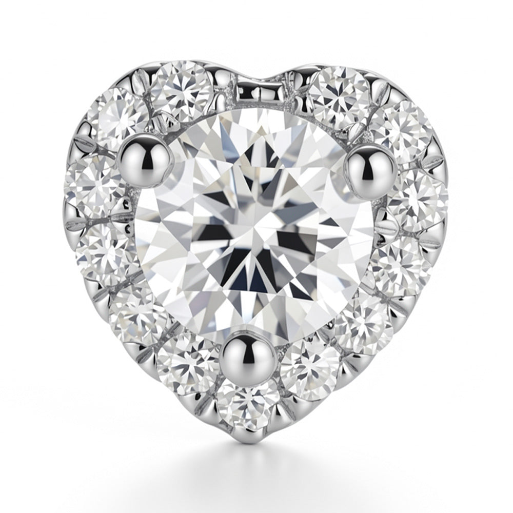 Lab-Grown Diamond Heart Shaped Halo Stud Earrings in 14K/18K Gold