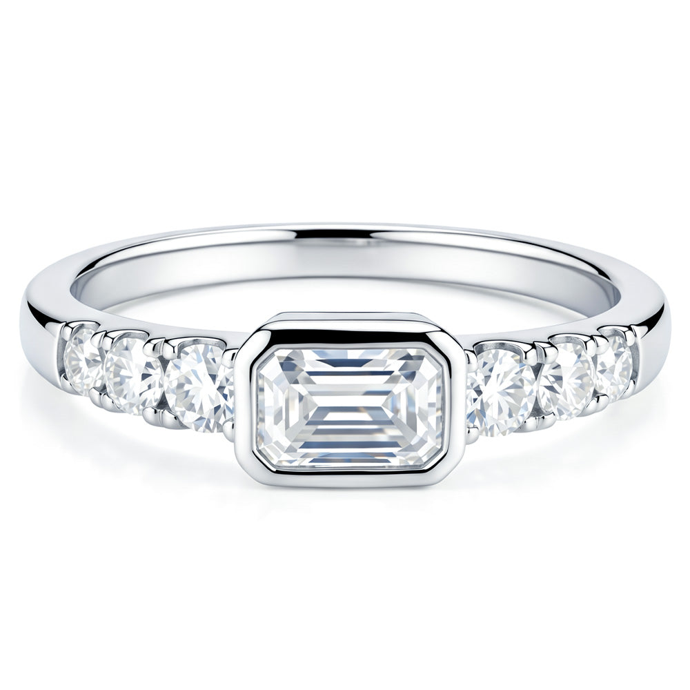 Lab Grown Diamond Emerald Cut Promise Wedding Engagement Ring