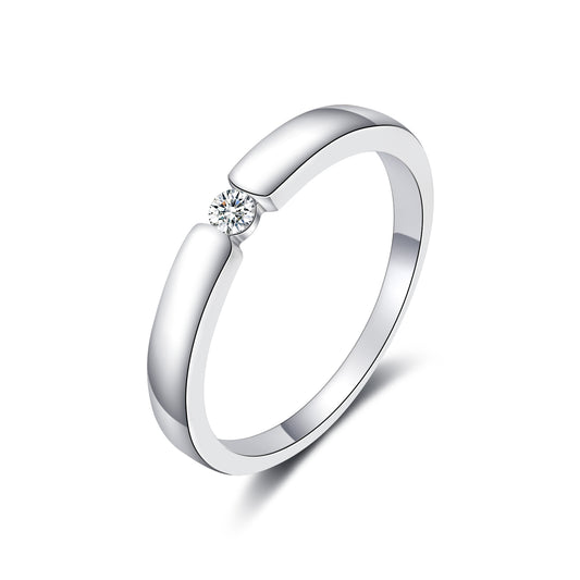 Moissanite Promise Wedding Ring for Women In Silver