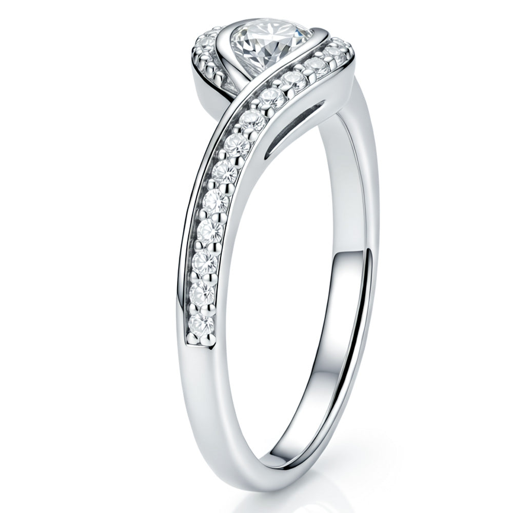 Lab Grown Diamond Bypass Bezel Wedding Ring Set for Women