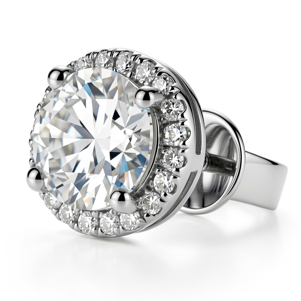 Lab-Grown Diamond Round Cut Halo Stud Earrings in 14K/18K Gold