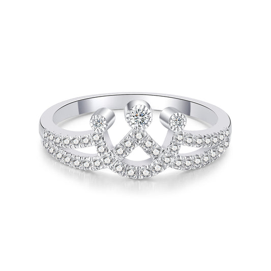 Moissanite Tiara Crown Ring for Women in S925 Sterling Silver