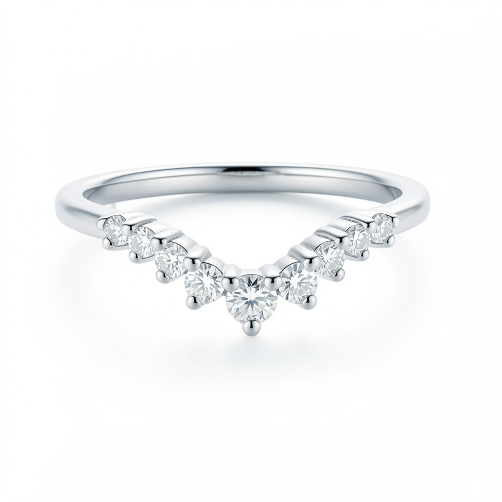 Lab Grown Diamond Curved V-Shape Wedding Band for Women