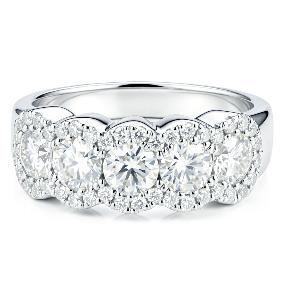 Lab Grown Diamond Five Stone Engagement Wedding Ring for Women