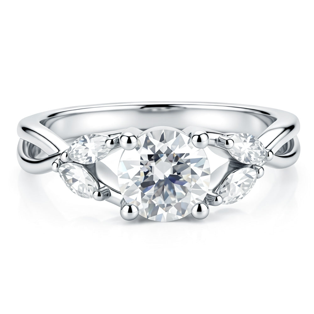 Lab Grown Diamond Round Cut Promise Rings For Women 5 Stones