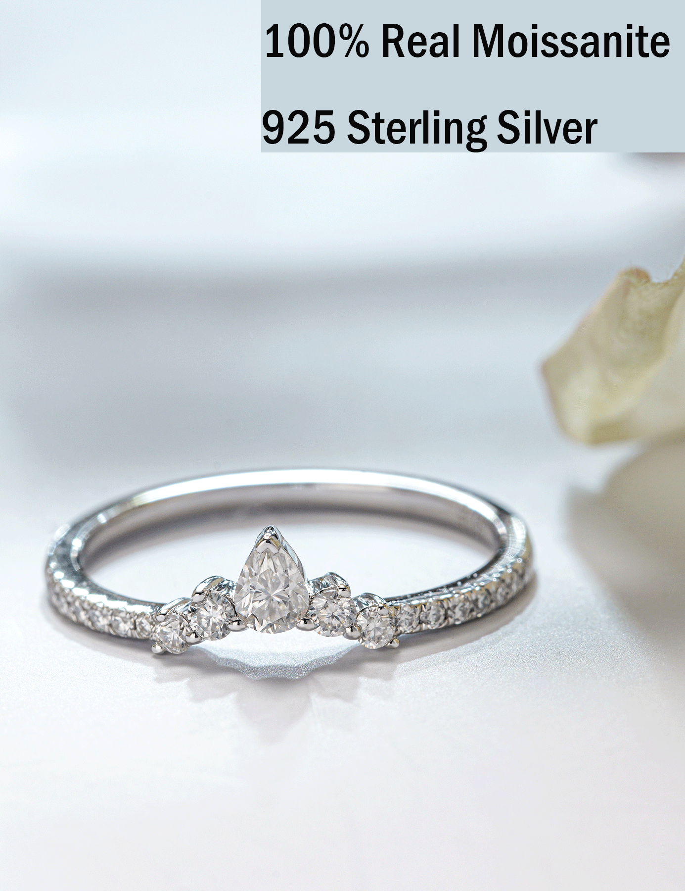 Teardrop Curved Moissanite Wedding Bands for Women