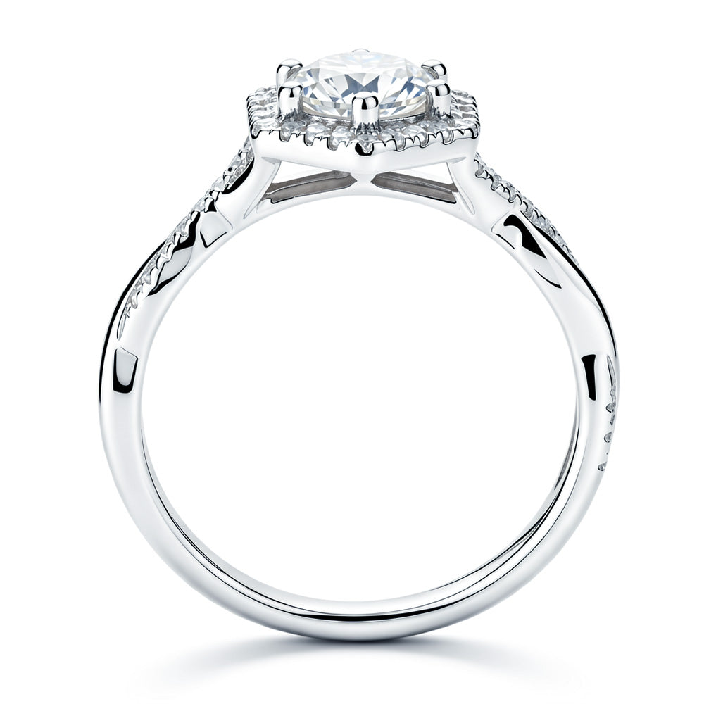 Lab Grown Diamond Hexagon Halo Engagement Wedding Ring Set for Women