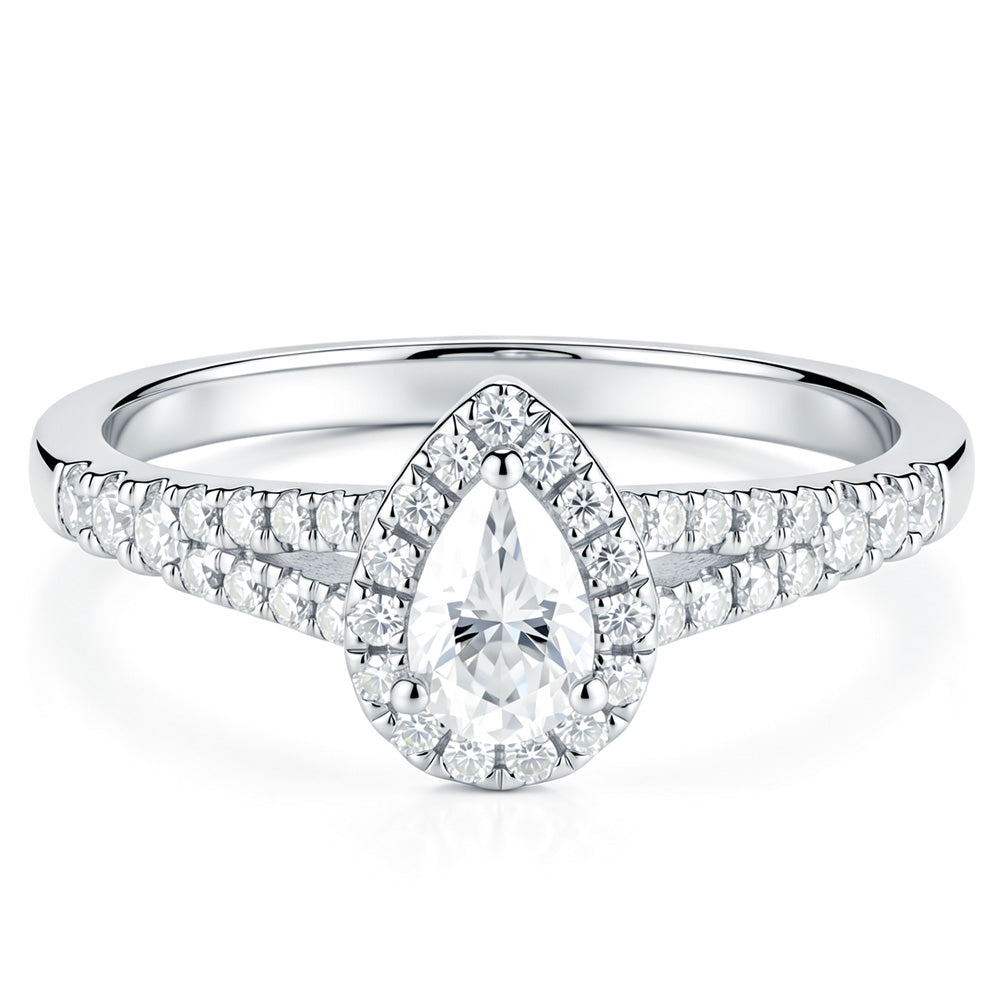Lab Grown Diamond Pear Shape Split Shank Engagement Ring for Women