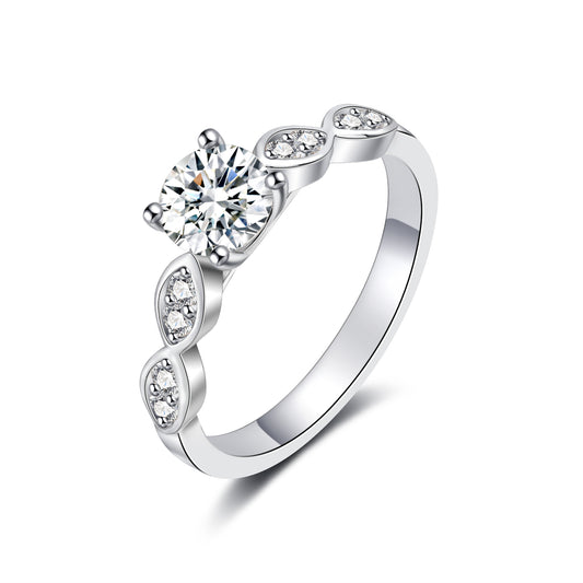 1 Carat Round Moissanite Ring for Women with Infinity Marquise Band