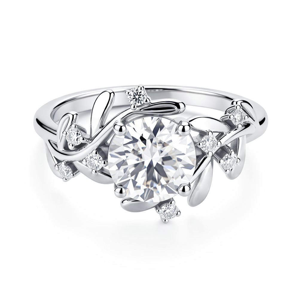 Lab-Grown Diamond Nature-Inspired Leaf Bypass Engagement Ring for Women