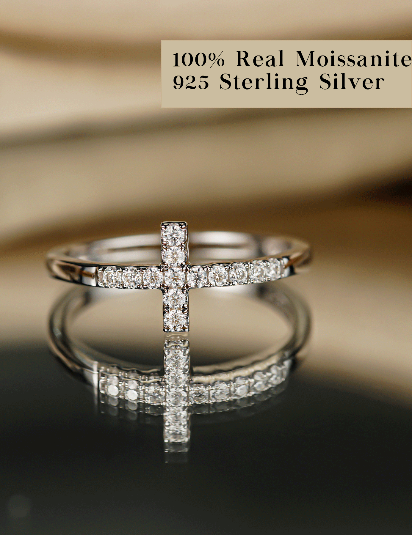 Cross Moissanite Purity Rings for Women