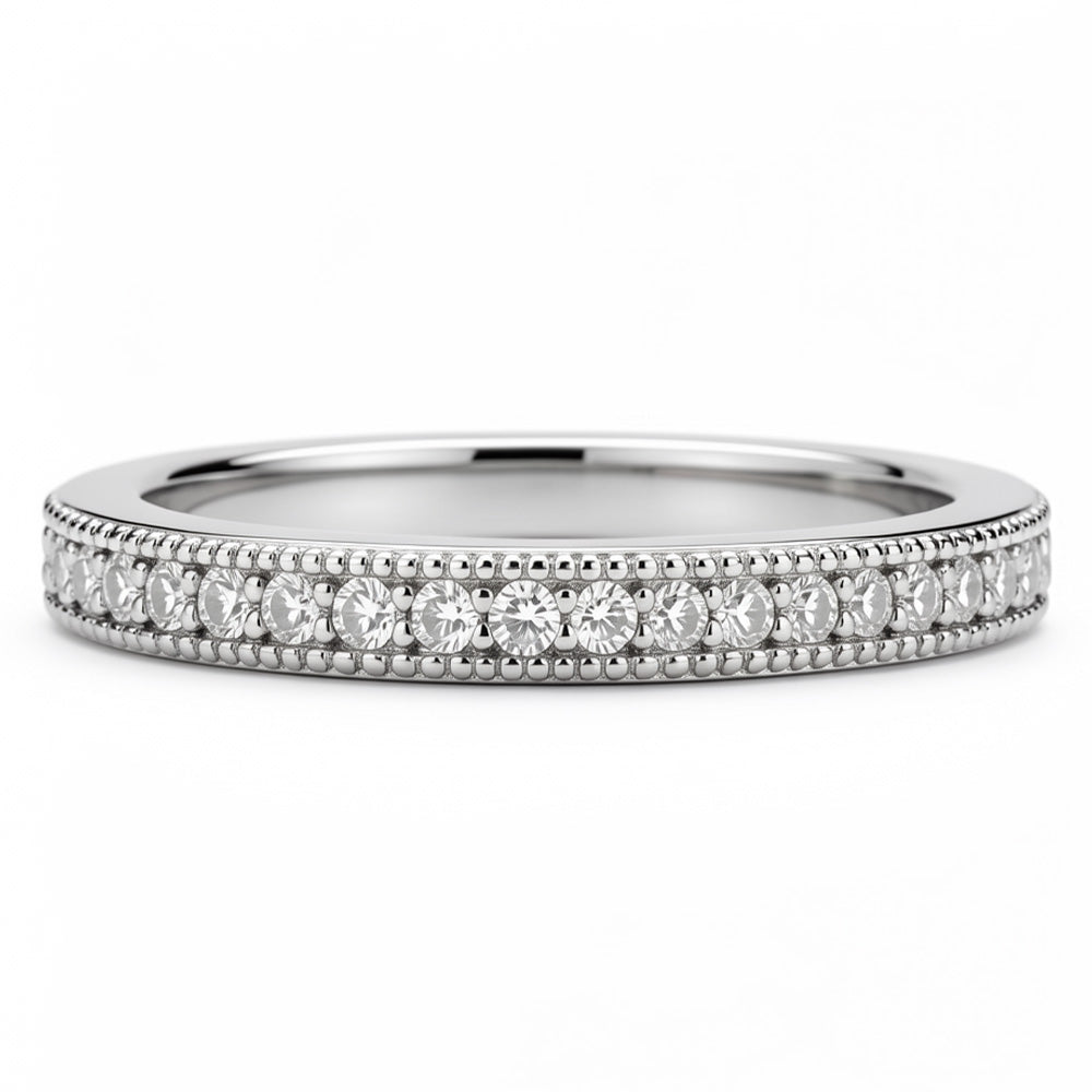 Lab-Grown Diamond Milgrain Half Eternity Ring in 14K/18K Gold