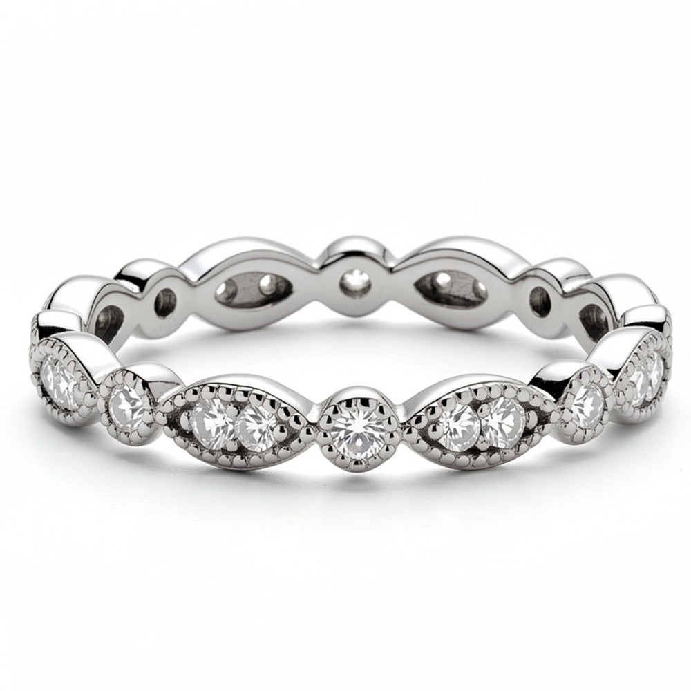 Lab-Grown Diamond Milgrain Marquise and Dot Full Wedding Band for Women