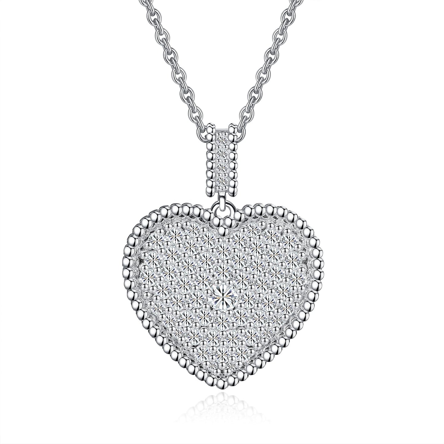 Moissanite Heart Sterling Silver Necklace for Women