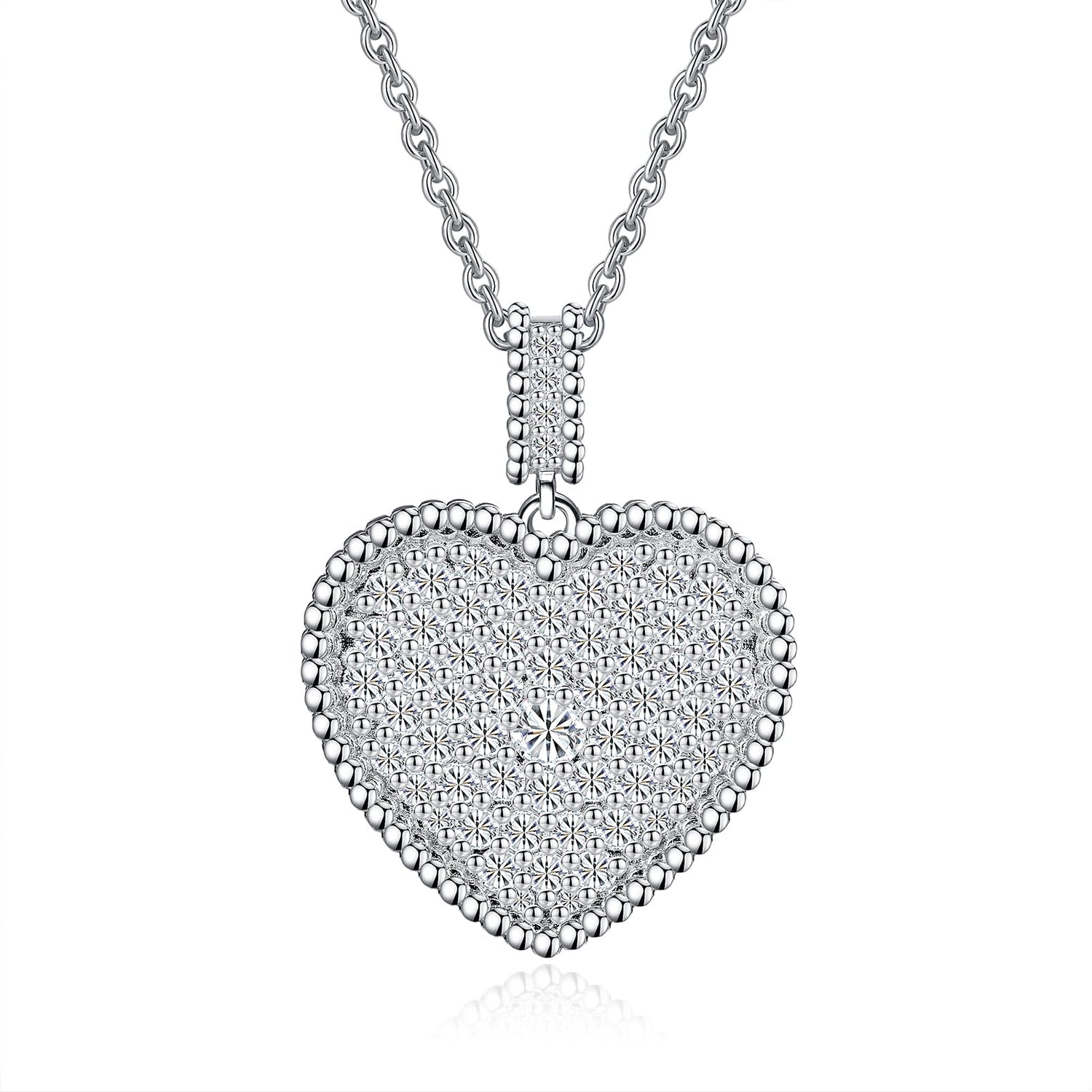 Moissanite Heart Sterling Silver Necklace for Women