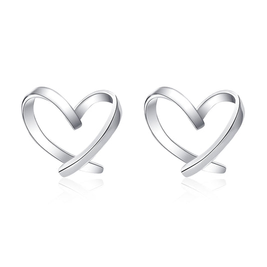 Moissanite Open Heart  Sterling Silver Stud Earrings for Women