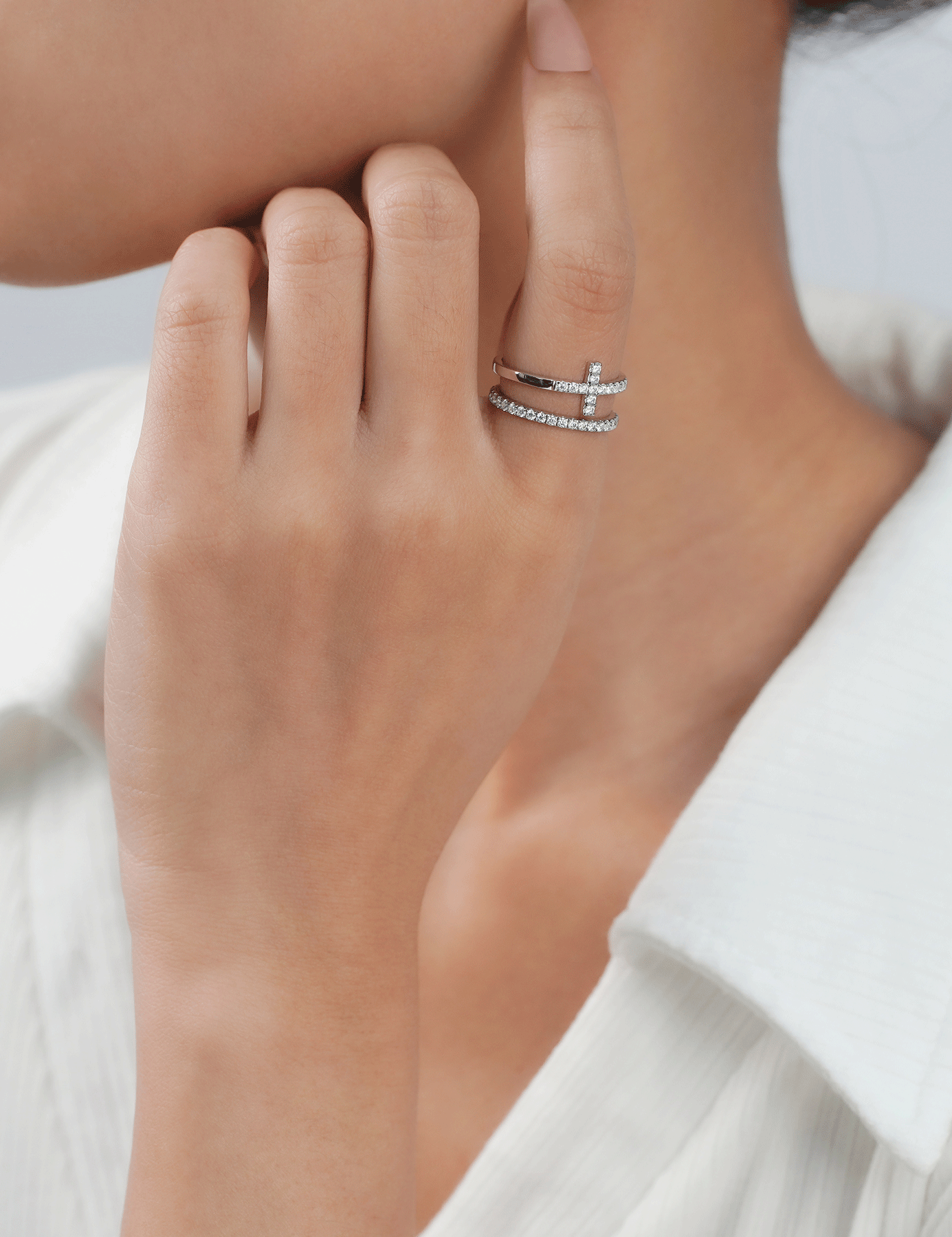 Cross Moissanite Purity Rings for Women