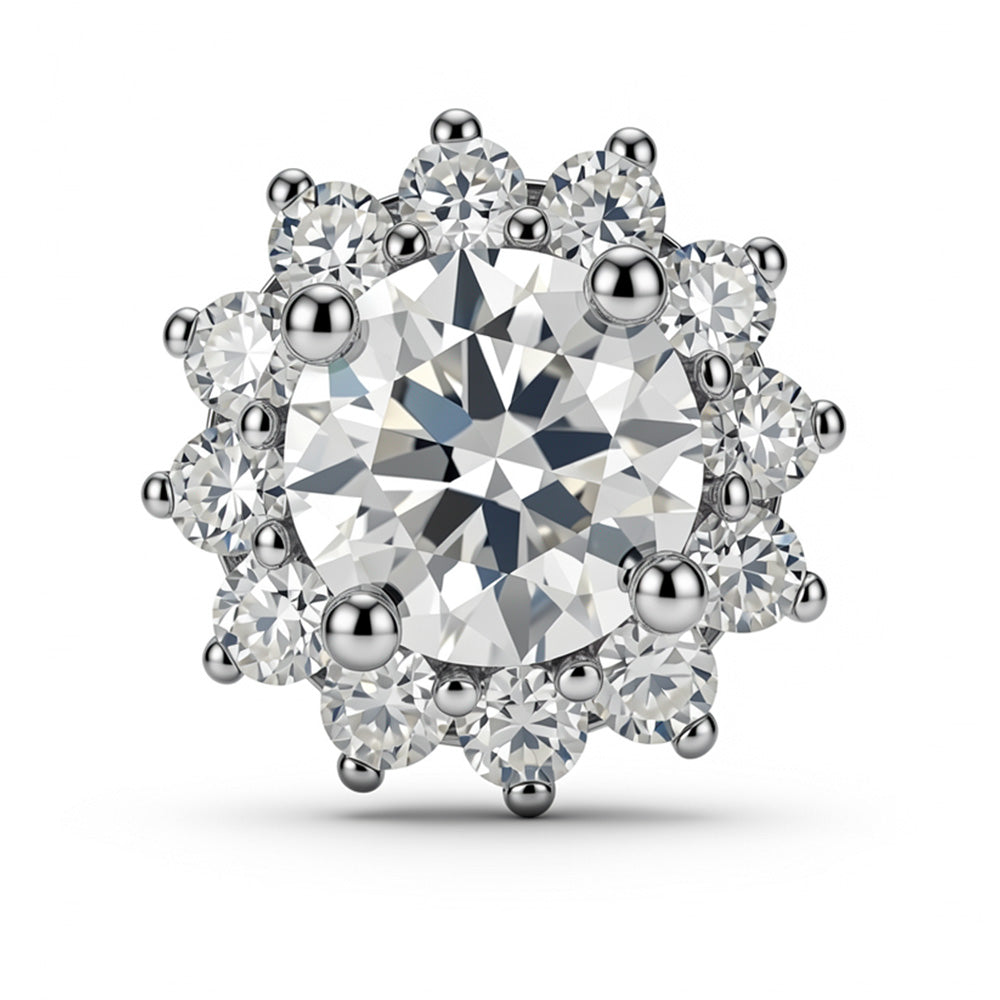 Lab-Grown Diamond Sunflower Halo Stud Earrings in 14K/18K Gold