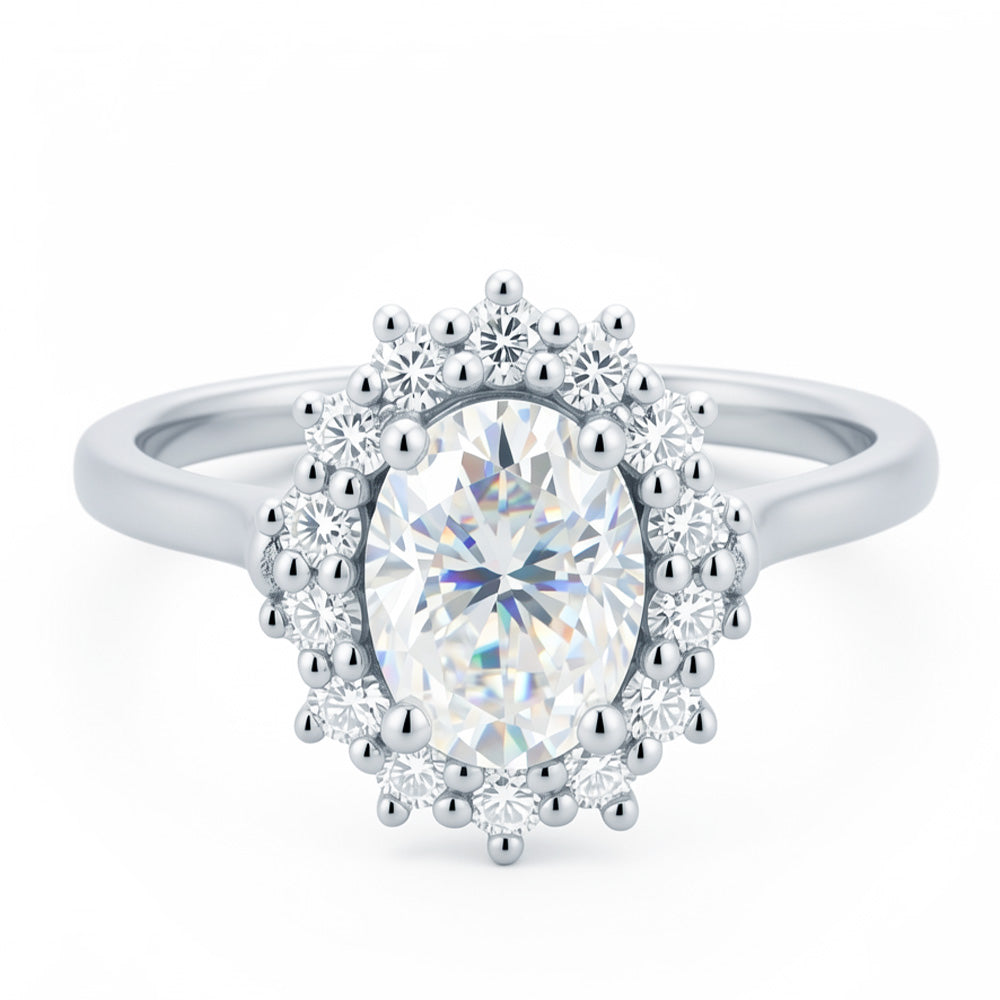 Lab Grown Diamond Oval Halo Solitaire Engagement Ring for Women