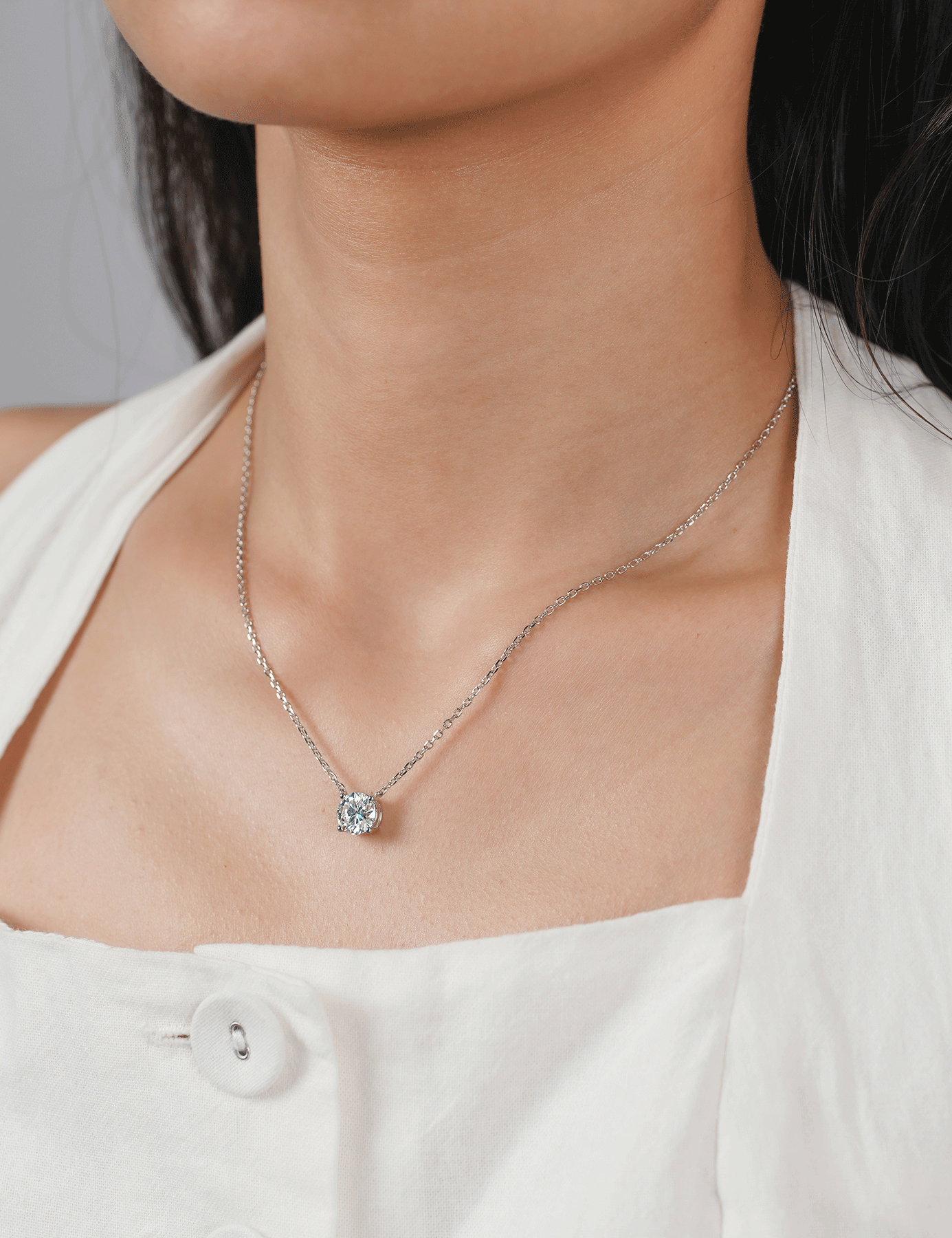 Solitaire Moissanite 4 Prong Round CutNecklaces for Women